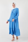 Modest Regular Fit Dik Yaka Uzun Kadın Elbise 611EL545 AÇIK MAVİ