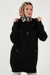 Modest Regular Fit Kapüşonlu Tesettür Triko Kadın Hırka 4616176 SİYAH