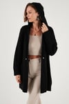 Modest Regular Fit Kapüşonlu Tesettür Triko Kadın Hırka 4616176 SİYAH