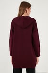 Modest Regular Fit Kapüşonlu Tesettür Triko Kadın Hırka 4616176 BORDO