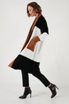 Modest Regular Fit Renk Bloklu Uzun Tesettür Triko Kadın Hırka 4616172 TOPRAK