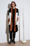 Modest Regular Fit Renk Bloklu Uzun Tesettür Triko Kadın Hırka 4616172 TOPRAK