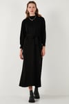 Modest Relaxed Fit Bisiklet Yaka Triko Kadın Elbise 4616198 SİYAH