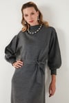 Modest Relaxed Fit Bisiklet Yaka Triko Kadın Elbise 4616198 KOYU GRİ