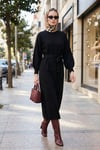 Modest Relaxed Fit Bisiklet Yaka Triko Kadın Elbise 4616198 SİYAH