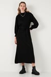 Modest Relaxed Fit Bisiklet Yaka Triko Kadın Elbise 4616198 SİYAH