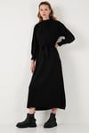 Modest Relaxed Fit Bisiklet Yaka Triko Kadın Elbise 4616198 SİYAH
