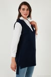Modest Standart Fit Gömlek Yaka Tesettür Triko Kadın Tunik 4612148 LACİVERT