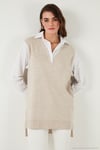 Modest Standart Fit Gömlek Yaka Tesettür Triko Kadın Tunik 4612148 BEJ