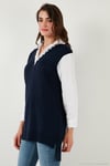 Modest Standart Fit Gömlek Yaka Tesettür Triko Kadın Tunik 4612148 LACİVERT