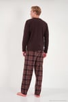 Nakış Detaylı Yumuşak Dokulu Düğmeli Hakim Yaka Polar Erkek Pijama Takımı 6097061 KAHVE