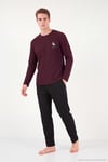 Nakışıklı Yumuşak Dokulu Bisiklet Yaka Erkek Pijama Takımı 6575010 BORDO