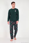 Nakışlı Ekoseli Yumuşak Dokulu Uzun Kollu Polar Erkek Pijama Takımı 6097059E NEFTİ
