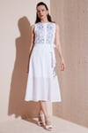Nakışlı Regular Fit Kolsuz Midi Kadın Elbise 611EL00959 Ekru-İndigo