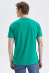Nautica Baskılı % 100 Pamuk Standart Fit Bisiklet Yaka Erkek T Shirt V35519T 3PX YEŞİL