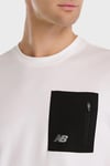 New Balance NB Lifestyle % 100 Pamuk Comfort Fit Cep Detaylı Erkek T Shirt MNT1516WT BEYAZ