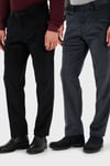 Normal Bel Regular Fit Düz Paça 2'li Paket Erkek Kadife Pantolon 645MERLINS2 ANTRASİT-SİYAH