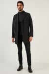 Normal Kalıp Tek Yırtmaçlı Düğmeli Mono Yaka Kaşe Erkek Kaban 5840098 Antrasit Ekoseli