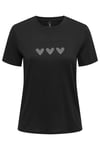 Onlarıana Pamuklu Regular Fit Taş Detaylı Bisiklet Yaka Kadın T Shirt 15343771 SİYAH