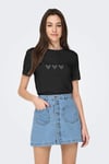 Onlarıana Pamuklu Regular Fit Taş Detaylı Bisiklet Yaka Kadın T Shirt 15343771 SİYAH