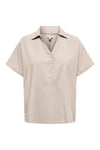 Onlaris Loose Fit Klasik Yaka Düğmeli Kadın Bluz 15364279 TAŞ