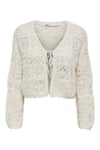 Onlbeach Pamuklu Regular Fit V Yaka Triko Kadın Hırka 15257604 EKRU