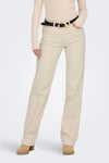 Onlblush Pamuklu Regular Fit Normal Bel Düz Paça Jeans Kadın Kot Pantolon 15337793 KREM