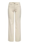 Onlblush Pamuklu Regular Fit Normal Bel Düz Paça Jeans Kadın Kot Pantolon 15337793 KREM