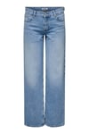 Onlbrenda % 100 Pamuk Regular Fit Yüksek Bel Geniş Paça Jeans Kadın Kot Pantolon 15345428 AÇIK MAVİ