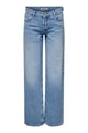 Onlbrenda % 100 Pamuk Regular Fit Yüksek Bel Geniş Paça Jeans Kadın Kot Pantolon 15345428 AÇIK MAVİ