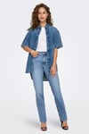 Onlbrenda % 100 Pamuk Regular Fit Yüksek Bel Geniş Paça Jeans Kadın Kot Pantolon 15345428 AÇIK MAVİ