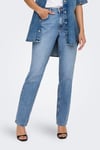 Onlbrenda % 100 Pamuk Regular Fit Yüksek Bel Geniş Paça Jeans Kadın Kot Pantolon 15345428 AÇIK MAVİ