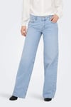 Onlbrenda Pamuklu Regular Fit Düşük Bel Geniş Paça Jeans Kadın Kot Pantolon 15361574 AÇIK MAVİ