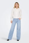 Onlbrenda Pamuklu Regular Fit Düşük Bel Geniş Paça Jeans Kadın Kot Pantolon 15361574 AÇIK MAVİ