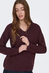 Onlcamilla Regular Fit V Yaka Kadın Kazak 15204588 VİŞNE