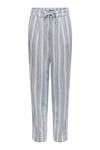 Onlcaro-Poptrash Keten Karışımlı Comfort Fit Normal Bel Düz Paça Kadın Pantolon 15278710 MAVİ-KREM