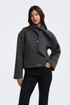 Onlcarrıe Regular Fit Ceket Yaka Düğmeli Kadın Mont 15382557 KOYU GRİ