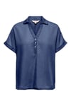 Onlcharis Loose Fit Klasik Yaka Düğme Detaylı Kadın Bluz 15363976 LACİVERT