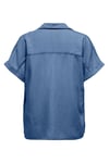 Onlcharis Loose Fit Klasik Yaka Düğme Detaylı Kadın Bluz 15363976 MAVİ