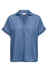 Onlcharis Loose Fit Klasik Yaka Düğme Detaylı Kadın Bluz 15363976 MAVİ