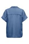 Onlcharis Loose Fit Klasik Yaka Düğme Detaylı Kadın Bluz 15363976 MAVİ