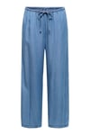 Onlcharis Regular Fit Belden Bağlamalı Bol Paça Kadın Pantolon 15363959 MAVİ