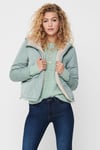 Onldahlia Regular Fit Çift Taraflı Kapüşonlu Kısa Kadın Mont 15208777 YEŞİL