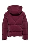 Onlece Kapüşonlu Şişme Kadın Mont 15318451 VİŞNE