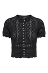Onlelke Pamuklu Cropped Fit İnci Süslemeli Bisiklet Yaka Kadın Triko 15363050 SİYAH