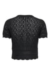 Onlelke Pamuklu Cropped Fit İnci Süslemeli Bisiklet Yaka Kadın Triko 15363050 SİYAH