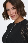 Onlelke Pamuklu Cropped Fit İnci Süslemeli Bisiklet Yaka Kadın Triko 15363050 SİYAH