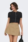 Onlelke Pamuklu Cropped Fit İnci Süslemeli Bisiklet Yaka Kadın Triko 15363050 SİYAH