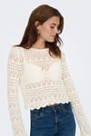 Onlelke Pamuklu Regular Fit Ajurlu Yuvarlak Yaka Kadın Bluz 15363049 KREM