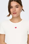 Onlelva Slim Fit Yuvarlak Yaka Kadın T Shirt 15342939 EKRU